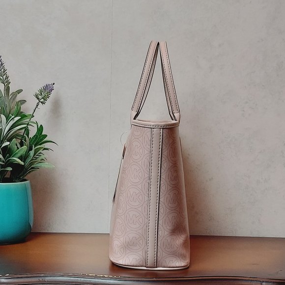 NWT MICHAEL KORS JODIE SMALL LOGO JACQUARD TOTE (POWDER BLUSH) - Picture 5 of 13